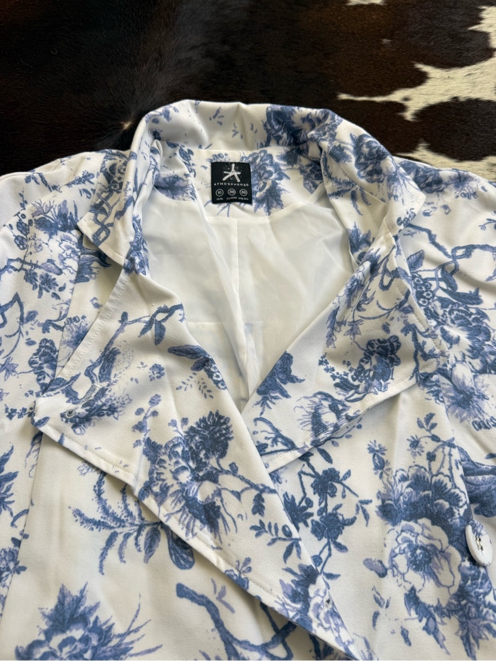 Blue Floral Oversized Blazer Jacket - Unbranded - Picture 2 of 4